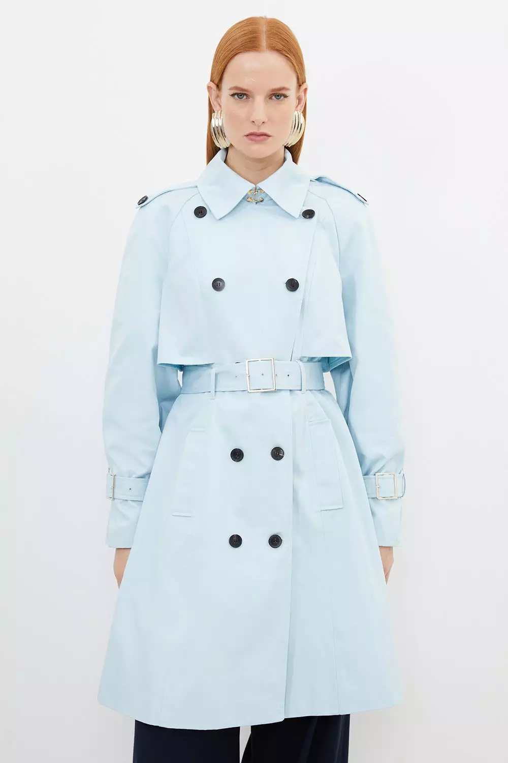 Tailored Full Skirt Midi Trench Coat Karen Millen